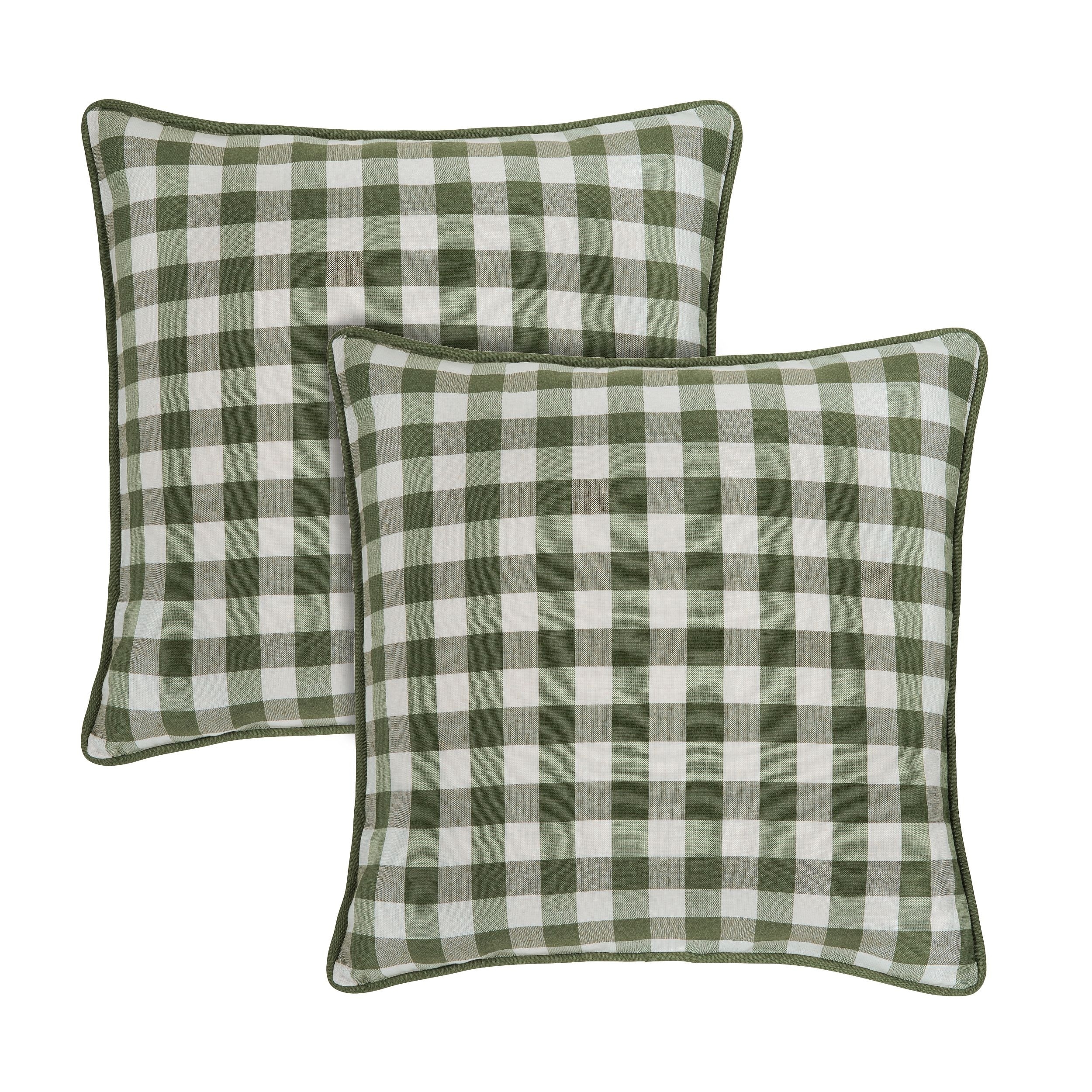 Plaid PILLOW COVER Cushion Case White Red Buffalo Check Checkered 2-Sided  18x18"