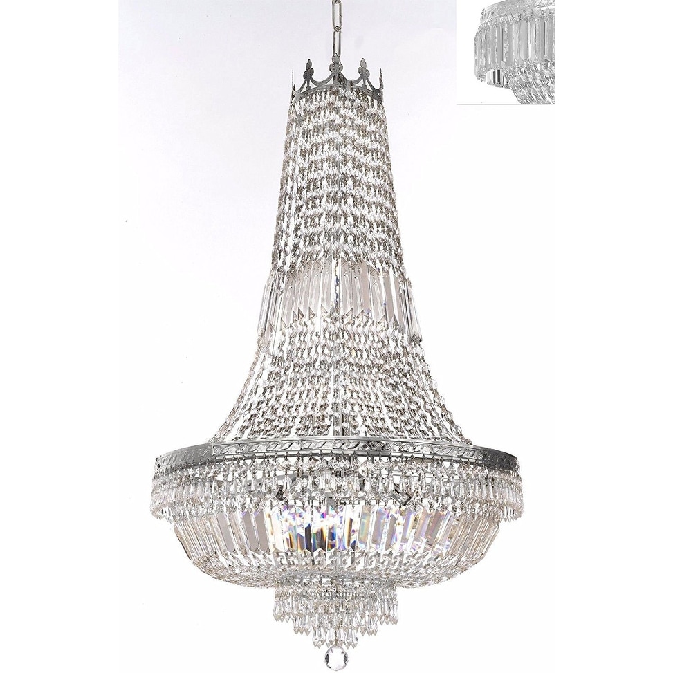 French Empire Crystal Silver Chandelier Lighting - Chandeliers For Bedrooms by Overstock.com