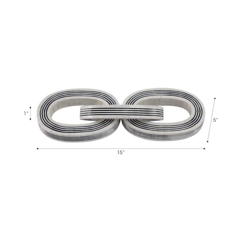 Resin Interlocking Chain Decorative Object for Home Decor - 1" Black - 15" x 5" x 1"