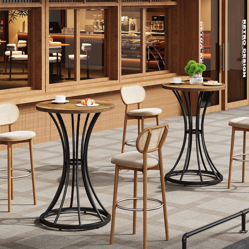 Round Bar Table for 2, 37.4" H Cocktail Table, Coffee Pub Stand