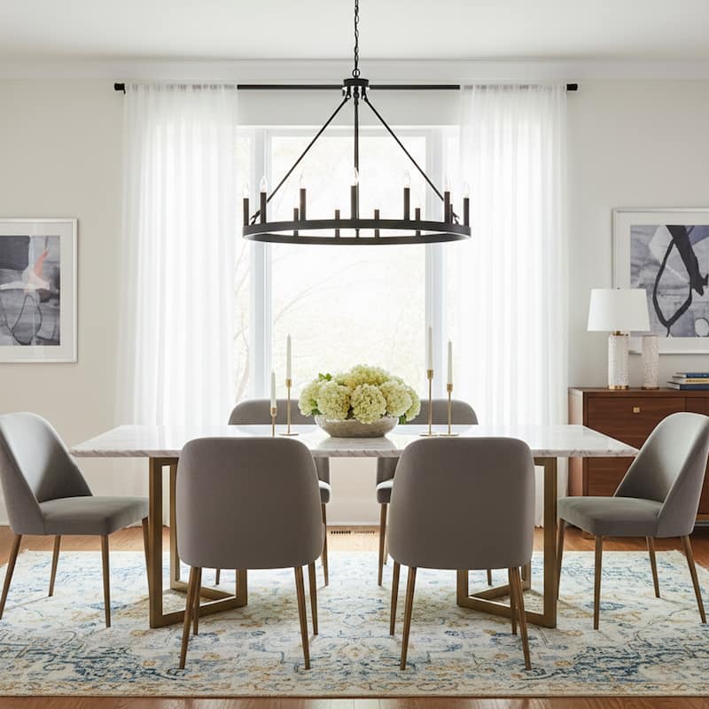 Acroma 15-light Modern Farmhouse Round Wagon Wheel Chandelier