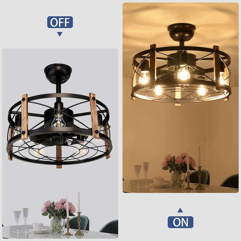 20" Ceiling Fan With Remote Control, Quiet Motor Fan Light, Indoor Chandelier Ceiling Fan for Bedroom, Living room - Matte Black