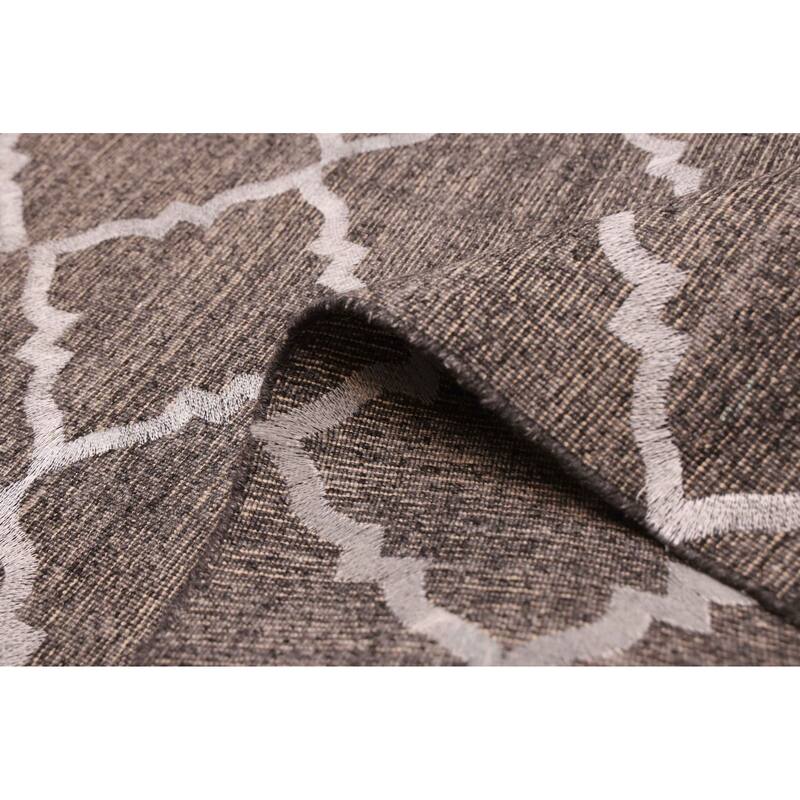 ECARPETGALLERY Flat-Weave Marrakech Dark Grey Wool Kilim - 5'0 x 7'9