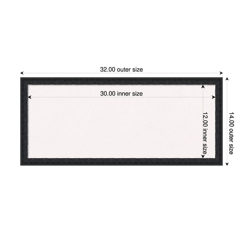 Bethany Black Wood Framed Cork Board - Bulletin Board, Organization Board, Pin Board - White - 32 x 14 in