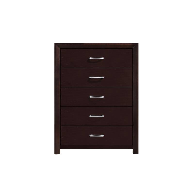 Elysee 3 Piece Espresso Modern Faux Leather Upholstered Panel Bedroom Set