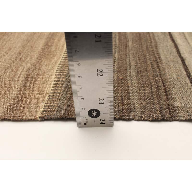 ECARPETGALLERY Flat-Weave Boho Brown Wool Kilim - 6'11 x 9'1