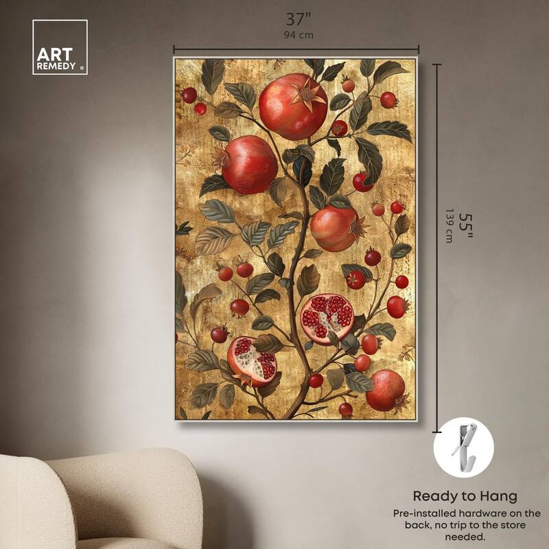Golden Pomegranate Canvas by Art Remedy