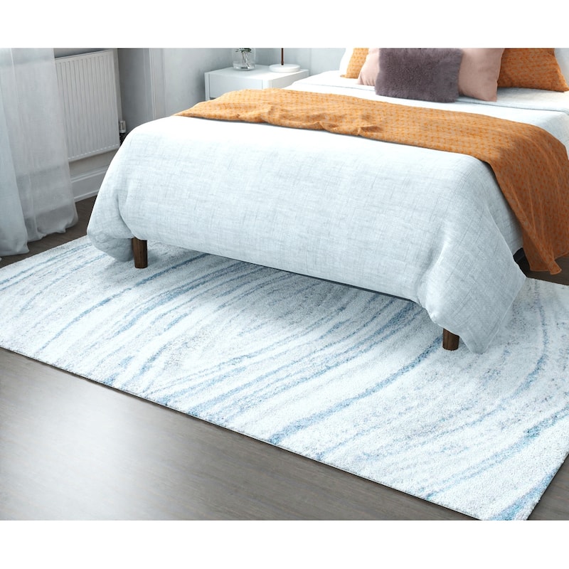 Bashian Fenris Wh/Blue Contemporary Area Rug