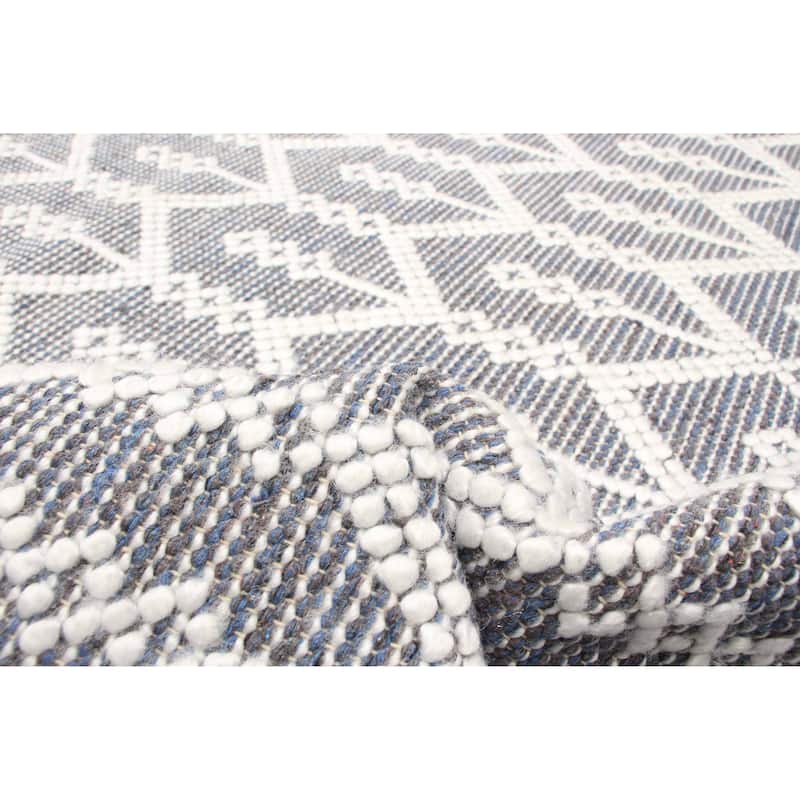 ECARPETGALLERY Braid weave Sienna Navy Wool Rug - 5'0 x 8'3