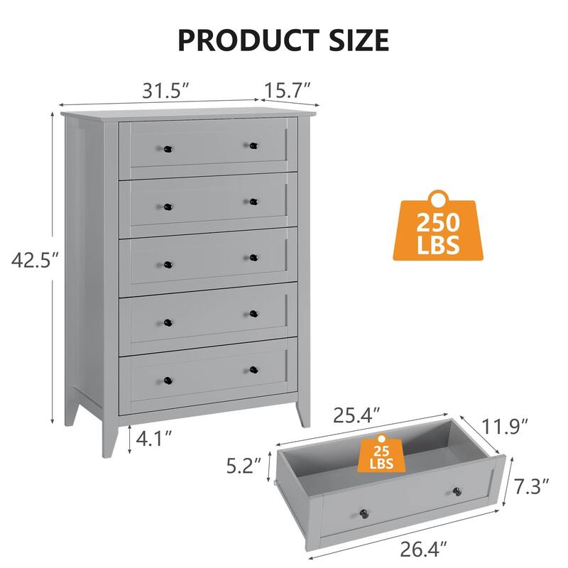 5 Drawer Dresser for Bedroom