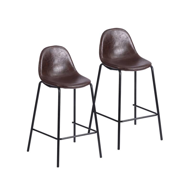 Porthos Home Tave Counter Stools Set Of 2, PU Leather Upholstery, Iron Legs