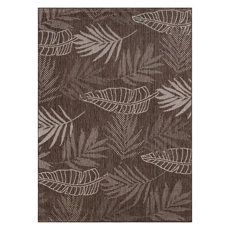 Contemporary Floral Leaves Indoor/Outdoor Flatweave Waterproof Backyard Patio Area Rug