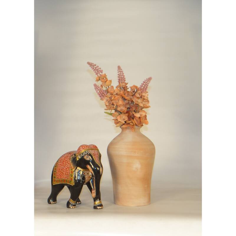 Solid Short Neck Terracotta Vase - 11" - Brown