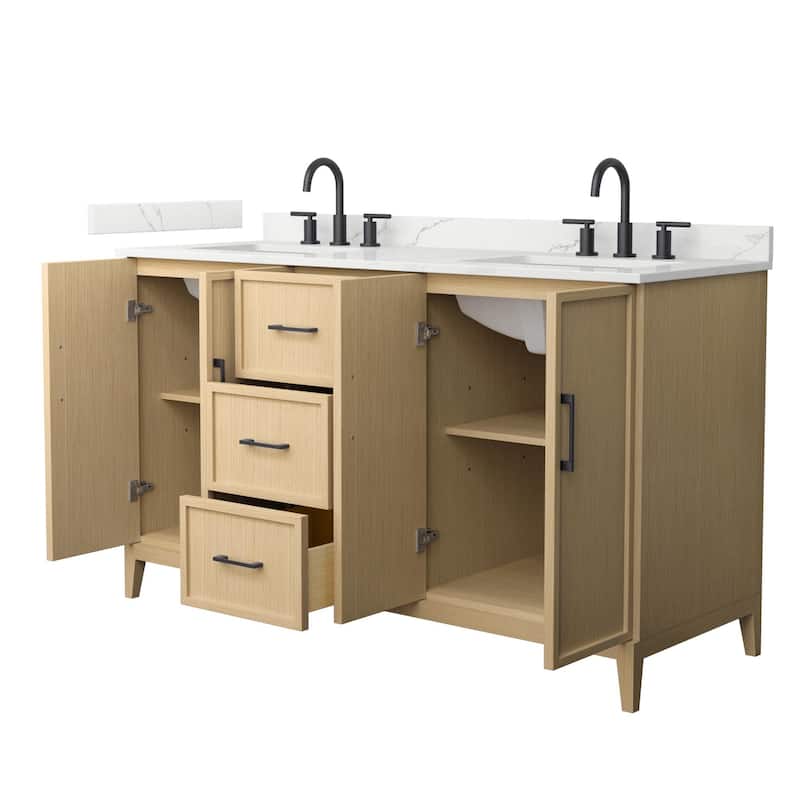 Elan 60-inch Double Vanity, 3 Hole Quartz Top