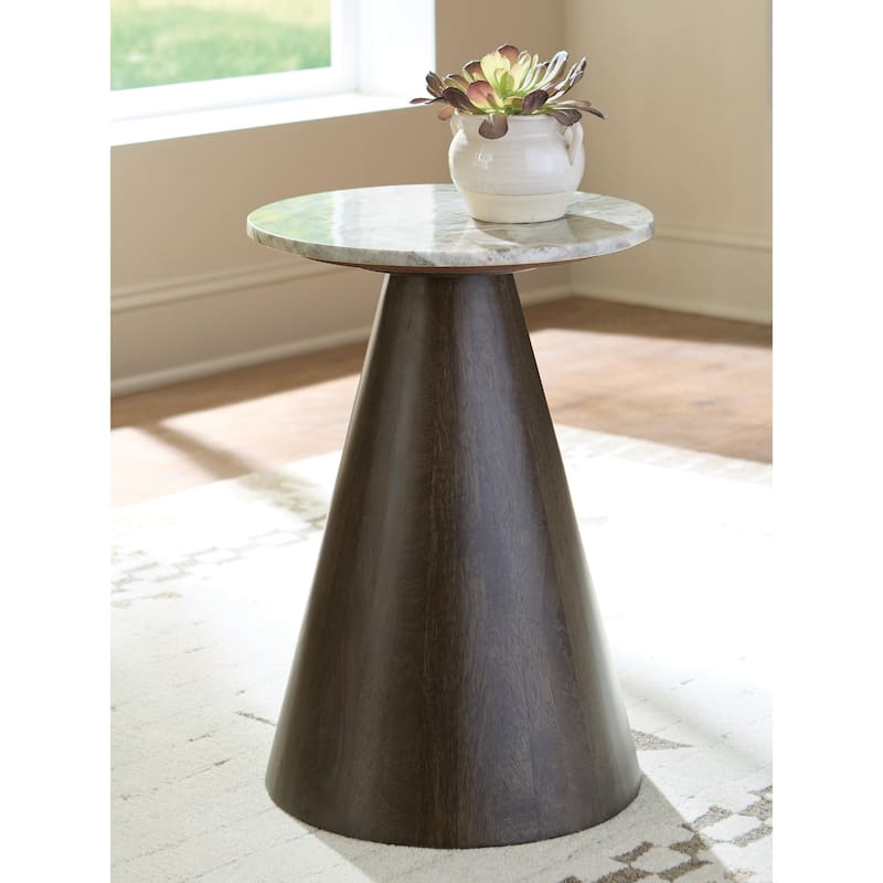 Signature Design by Ashley Waltnor Brown/Gray Accent Table - 15.25" W x 15.25" D x 21.13" H - Marble - 15.25" W x 15.25" D x 21.13" H - Brown/Gray