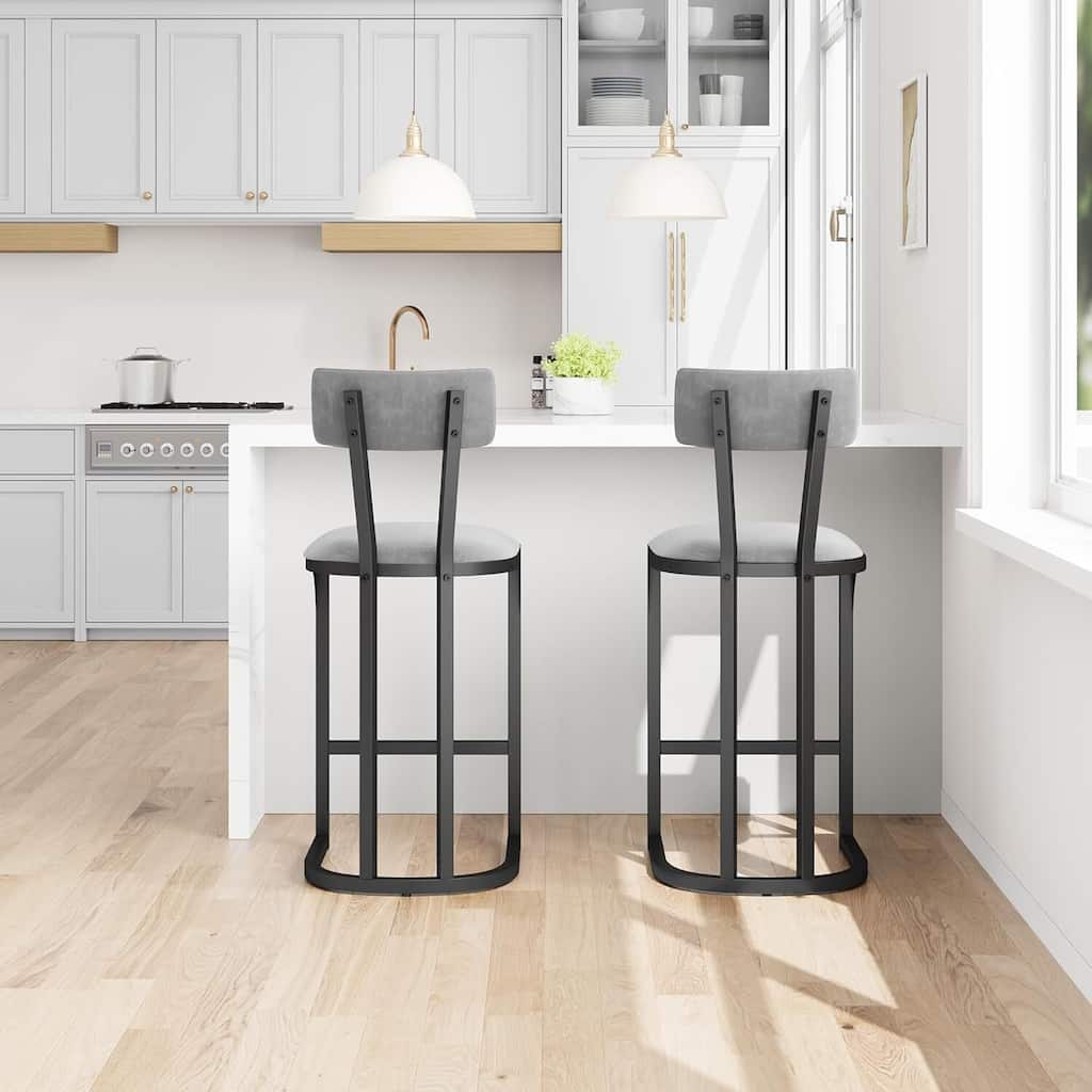Modern Counter Height Tall Bar Stools Set of 2 with Upholstered