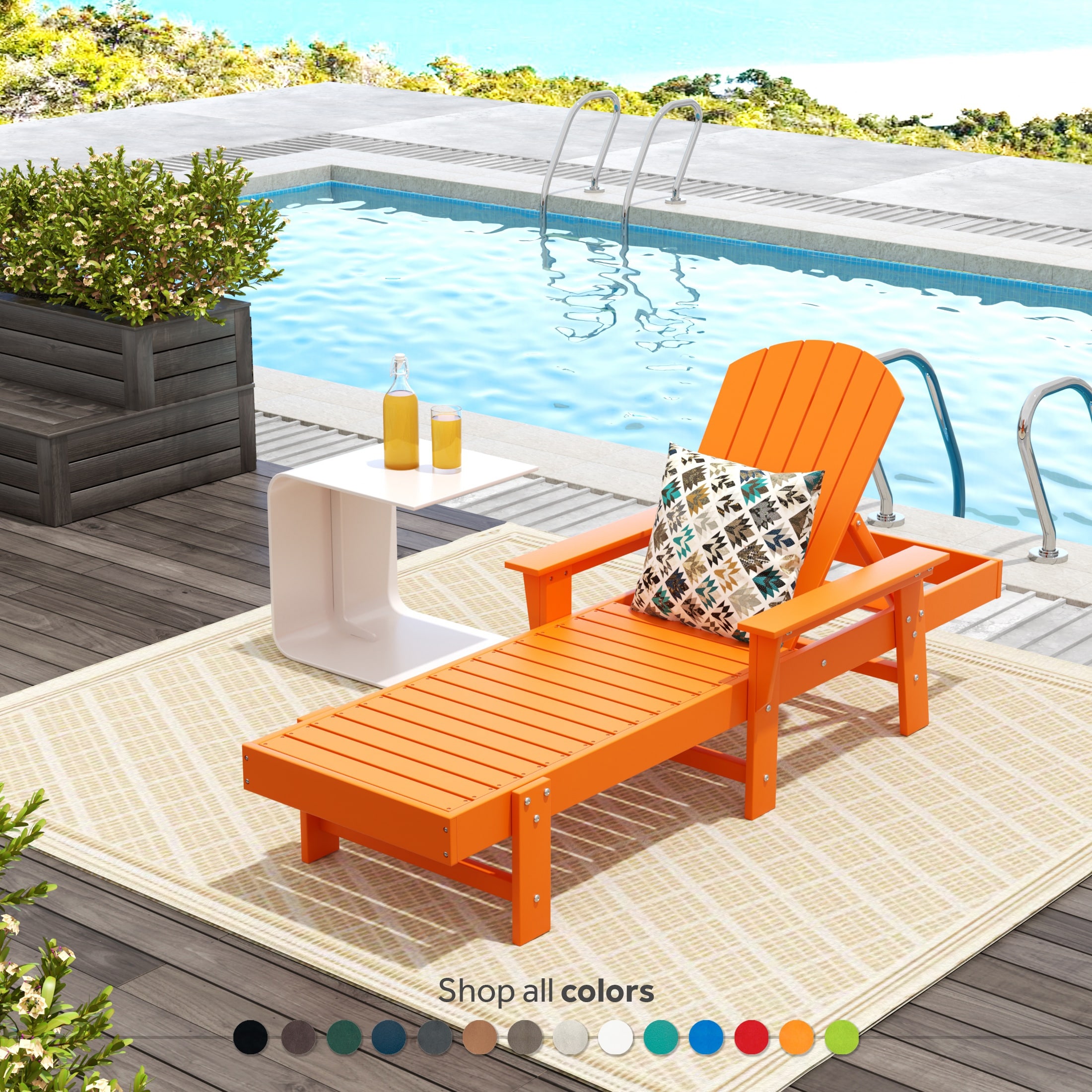 Altura Poly Eco-Friendly All Weather Reclining Chaise Lounge with Arms