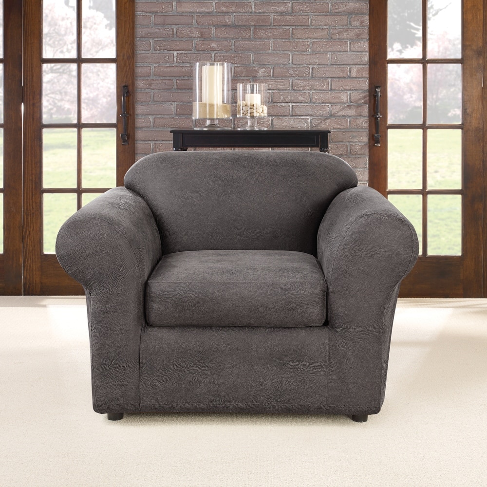 SureFit Ultimate Stretch Leather 2 Piece Chair Slipcover