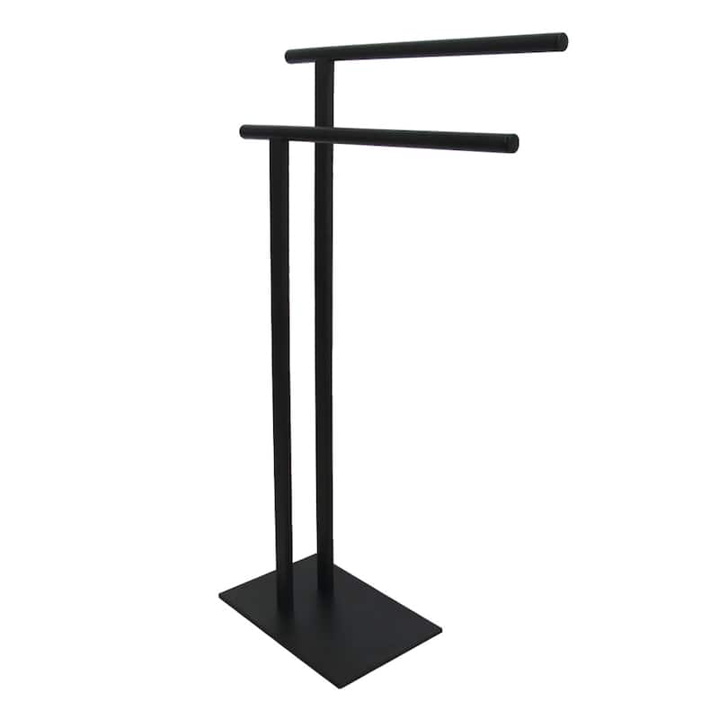 Edenscape Double L Shape Pedestal Towel Holder in Matte Black - Matte Black