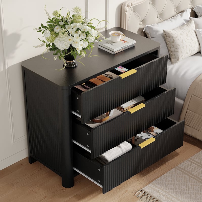 Modern Oversized Nightstand with Drawers, 31.5-Inch Sofa End Side Table with Storage, Extra Large Bedside Table