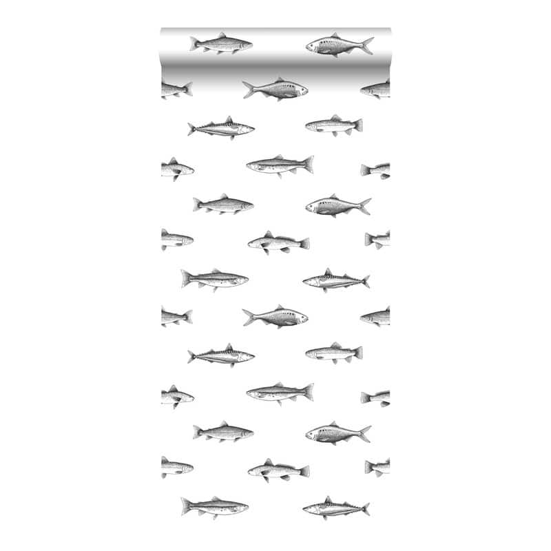 ESTA Home Fiyero Off-White Fish Wallpaper - 20.5 x 396 x 0.025