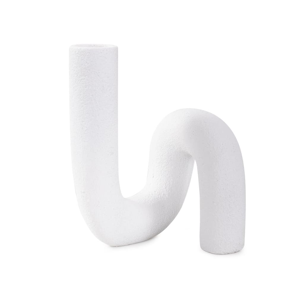 White Abstract Curved Tube Vase Tall