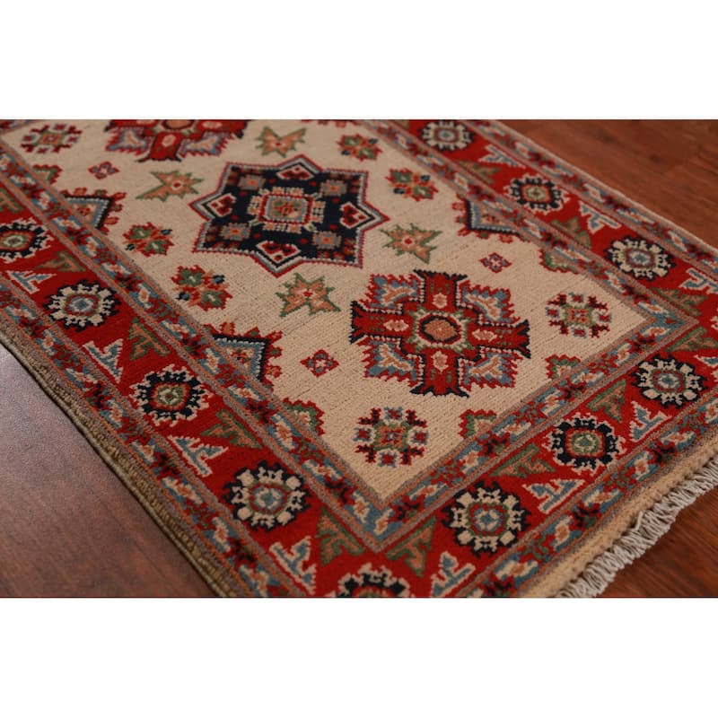 Geometric Kazak Oriental Foyer Rug Handmade Wool Carpet - 2'0"x 3'0"