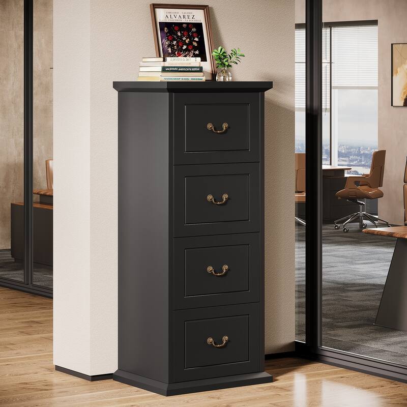 51-Inch Tall 4-Drawer File Cabinet Wood Vertical Storage Cabinet for Home Office A4/Letter/Legal Files