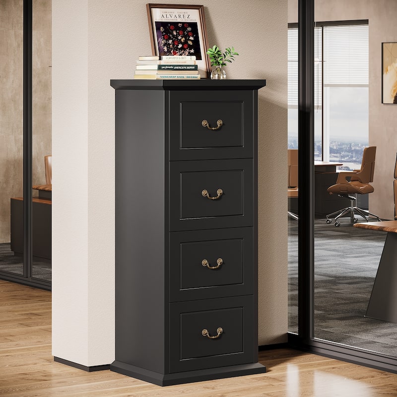 Wood File Cabinet, Tall Filing Storage Printer Stand for A4/Letter/Legal Size, Home Office Document Accent Cabinet