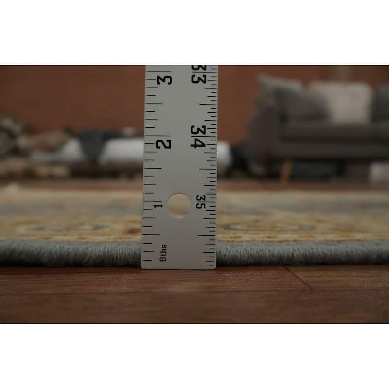 Hand Knotted Oriental 100% Wool Carpet Traditional Floral Navy Blue & Blues Ziegler Area Rug - 3' 10'' X 2' 0''