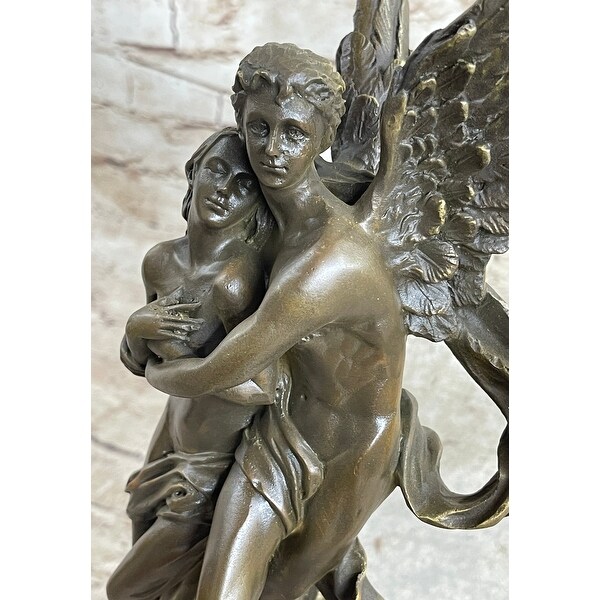 Signed Jean Debut Sculpture Of A Romantic Couple Angel Bronze