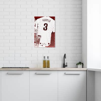 Wynwood Studio Prints Sports and Teams Crimson Baseball Jersey Red and Crimson Modern & Contemporary Wall Art Canvas Print