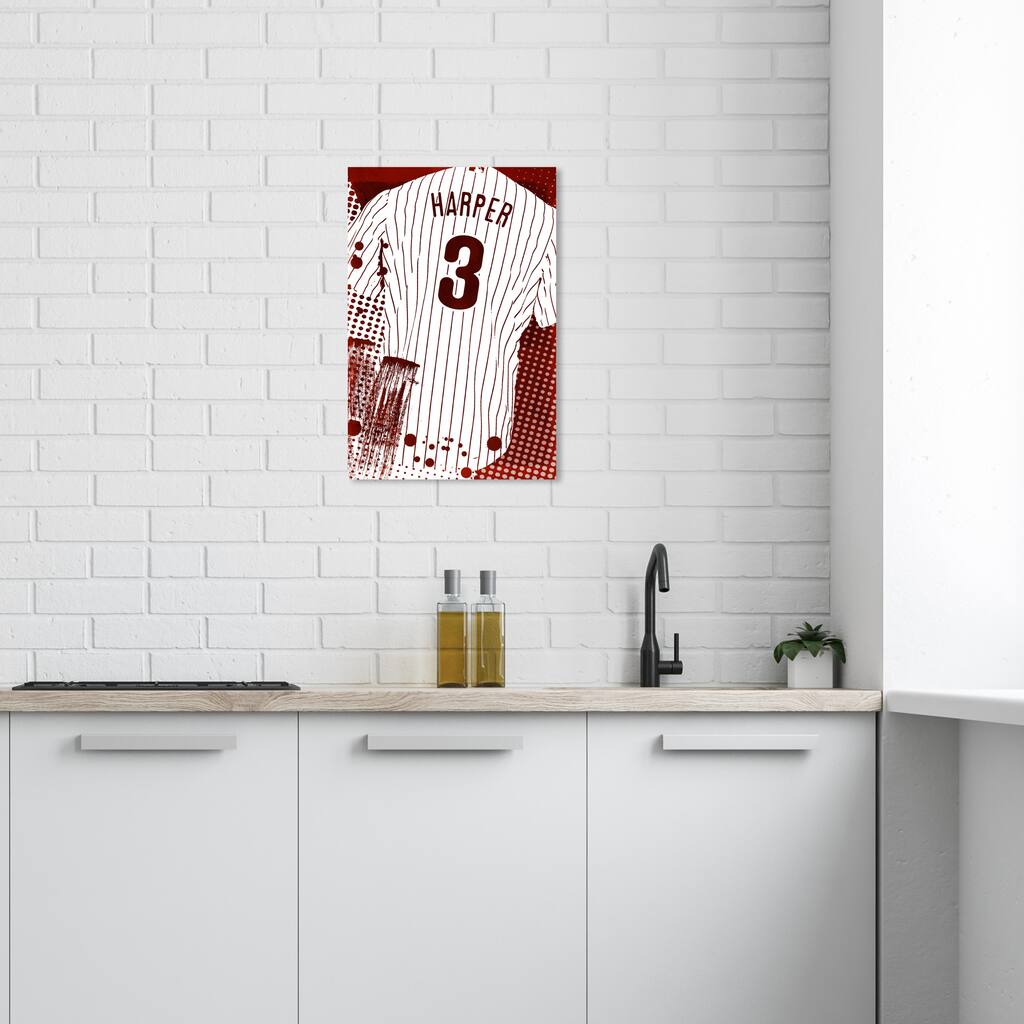 Wynwood Studio Prints Sports and Teams Crimson Baseball Jersey Red and Crimson Modern & Contemporary Wall Art Canvas Print