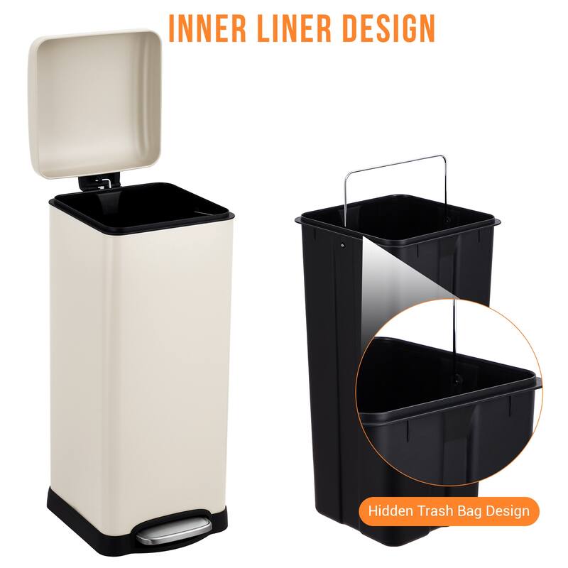 8 Gallon Step Trash Can, with Removable Inner Bucket