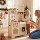 preview thumbnail 5 of 10, Costway Kids Play Kitchen, Wooden Pretend Kitchen Playset with Rattan - See Details