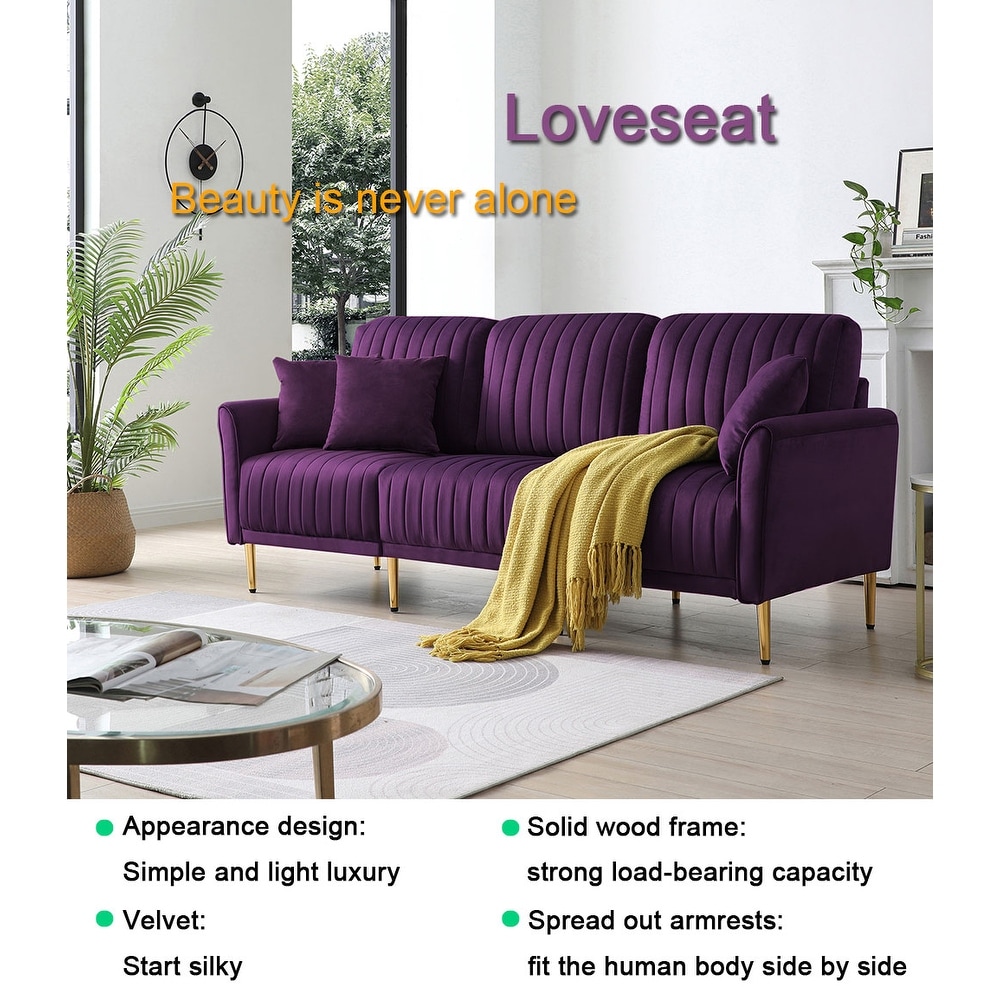 Purple Velvet Reversible 3 seat Sofa for Living Room