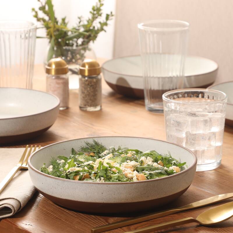 Gibson Elite William Crest 4 Piece Dinner Bowl Set, 8.5" Round Stoneware Reactive Glaze Finish, Large Soup, Pasta & Salad Bowls