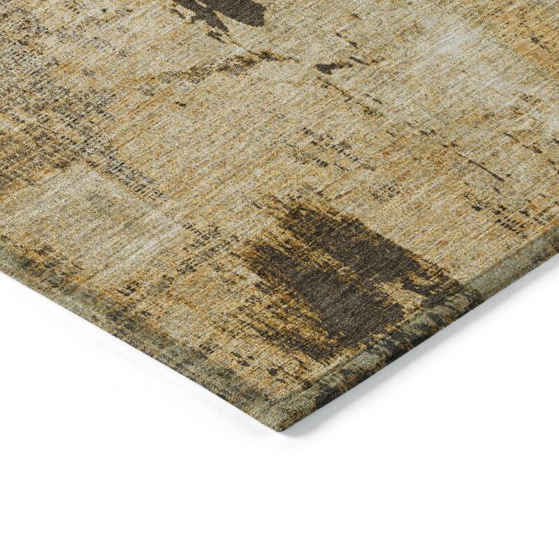 Machine Washable Indoor/ Outdoor Abstract Imprints Chantille Rug