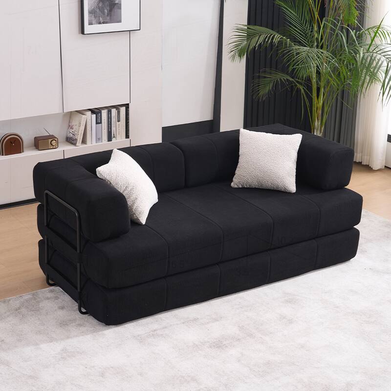 Versatile Convertible Sofa Bed with Plush Pillows for Any Living Space