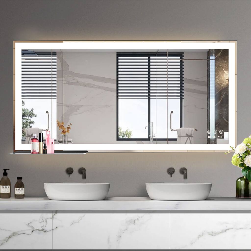 Modern Large Bathroom LED Vanity Mirror Adjustable Lights Wall Mirror - L48in×W24in