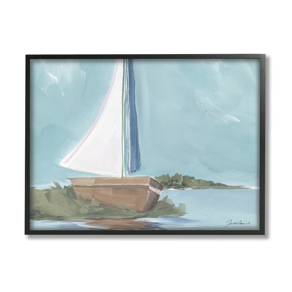 Stupell Maritime Sailboat Scene Framed Giclee Art Design by Liz Jardine