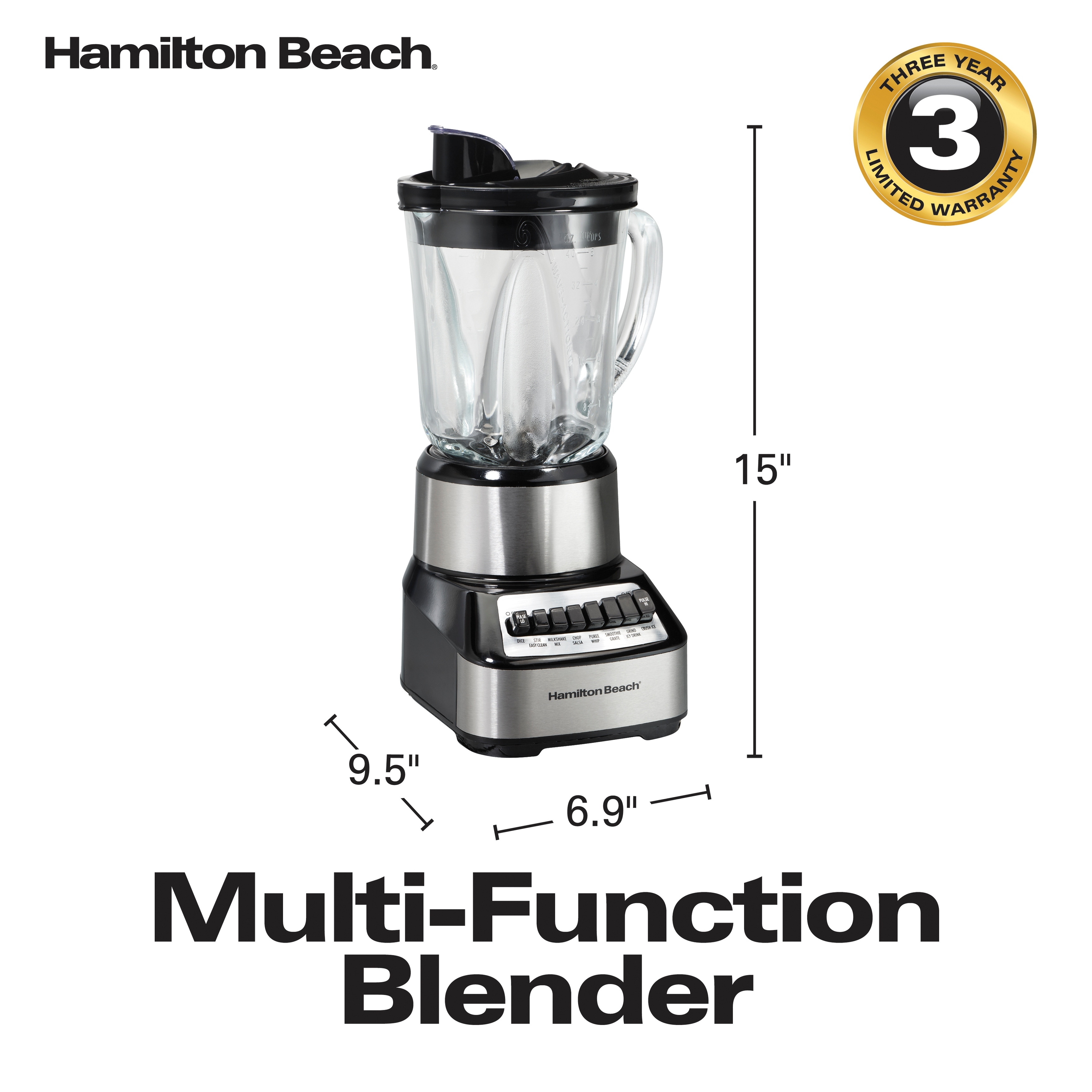Hamilton Beach 6 Speeds Wave Crusher Blender with 2-Jar in Gray