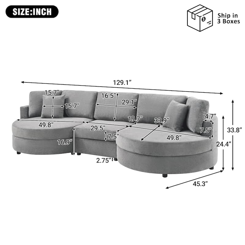 Christopher Knight Home - Xanthippe 3 Seater Upholstered Curved Design Sofa with Throw Pillow