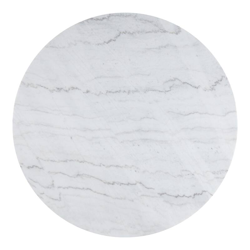 Furniture of America Torin Modern 5-Piece White Marble Top Round Dining Set with Boucle Upholstered Chairs