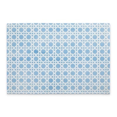 French Blue Cane 4-Pack Poly-Cotton Blend Placemats Manufactured in The USA Machine Washable Dryer Safe