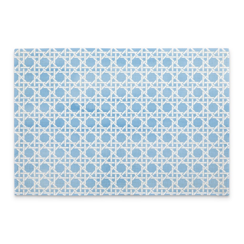 French Blue Cane 4-Pack Poly-Cotton Blend Placemats Manufactured in The USA Machine Washable Dryer Safe