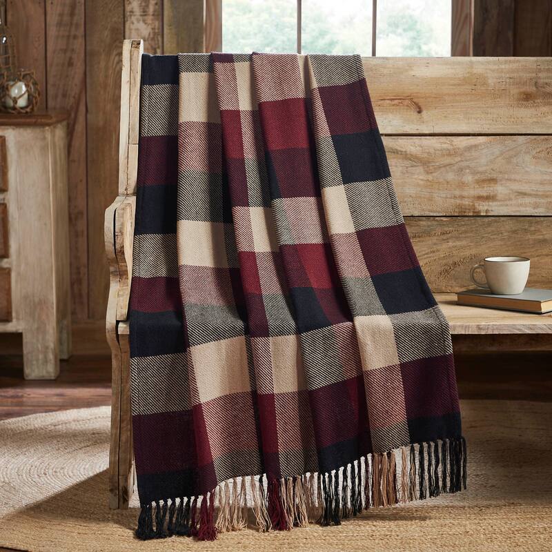 Heritage Farms Primitive Check Woven Throw 50x60 - 50x60 - Red