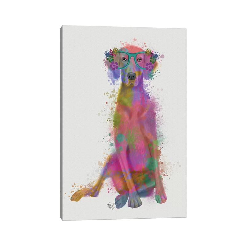iCanvas "Rainbow Splash Weimaraner, Full" by Fab Funky Canvas Print