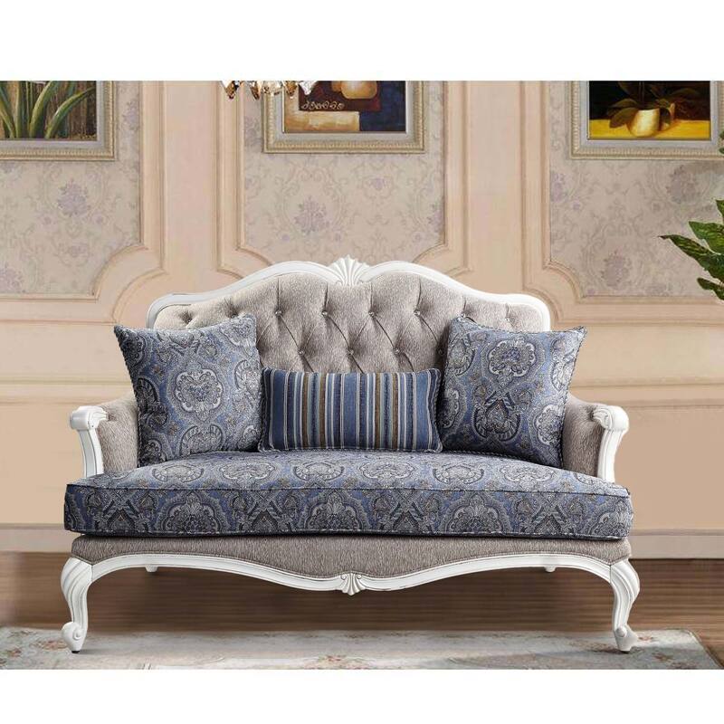 Loveseat with Arch Top and Resin Queen Anne Legs, Gray