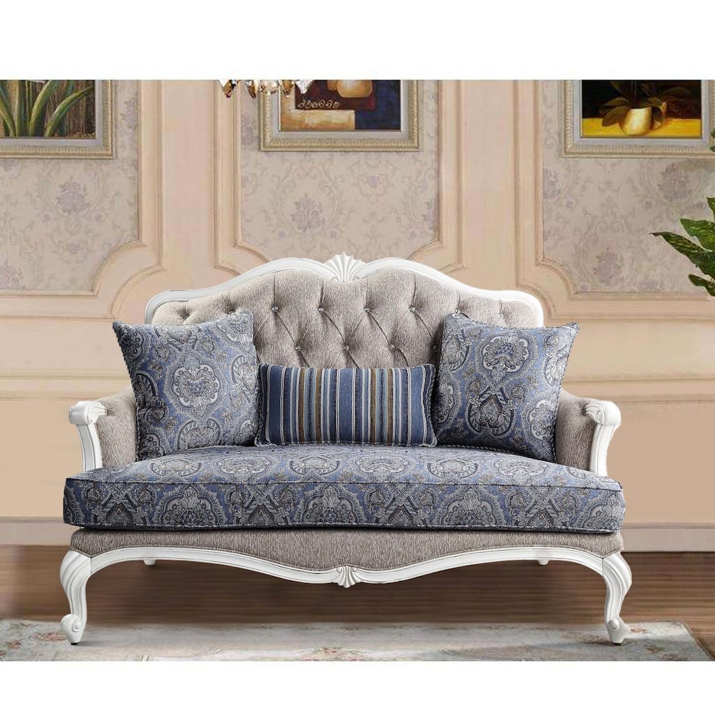 Loveseat with Arch Top and Resin Queen Anne Legs, Gray